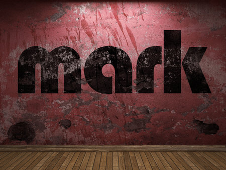 mark word on red wallの写真素材