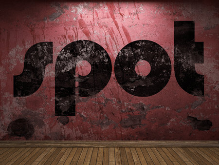 spot word on red wallの写真素材
