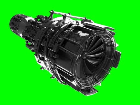 Jet engine turbine blades of plane, aircraft concept, aviation and aerospace industry, isolatedの写真素材