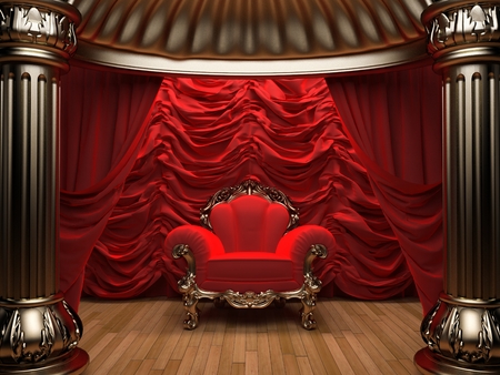 red velvet curtain opening the sceneの写真素材