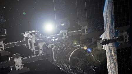 international space station orbiting Earth