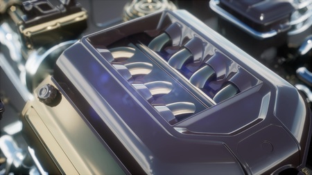 detailed car engine and other parts or the car