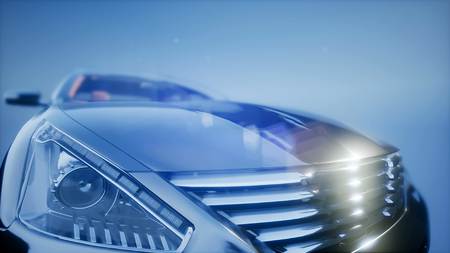 luxury sport car in the blue studio