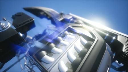 detailed car engine and other parts or the car