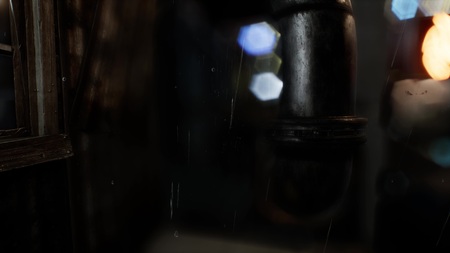 urban scene at rainy night with bokeh lightsの写真素材