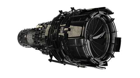 rotate jet engine turbine of plane, aircraft concept, aviation and aerospace industry
