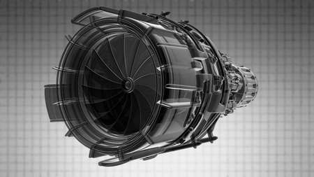 rotate jet engine turbine of plane, aircraft concept, aviation and aerospace industryの写真素材