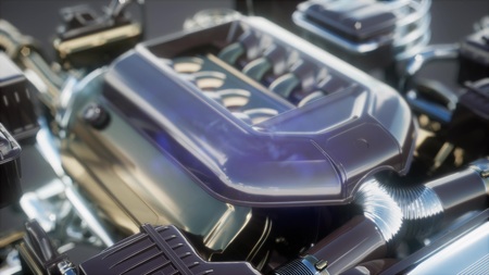 detailed car engine and other parts or the carの写真素材