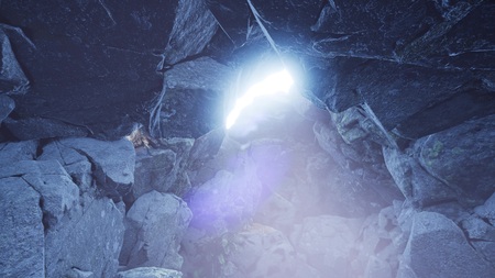 4k sun light inside beautiful mysterious cave