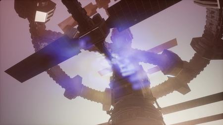 alien ufo at Earth in jungle at sunset