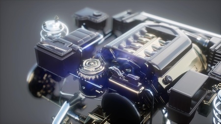 detailed car engine and other parts or the carの写真素材