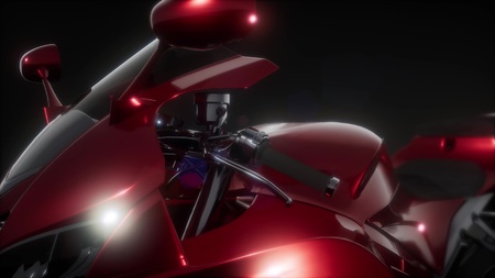 moto sport bike in dark studio with bright lightsの写真素材