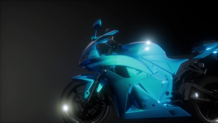 moto sport bike in dark studio with bright lights
