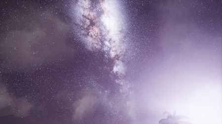 4K Astro of Milky Way Galaxy over Tropical Rainforest.の写真素材