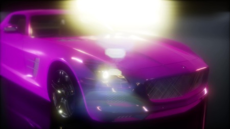 luxury sport car in dark studio with bright lightsの写真素材