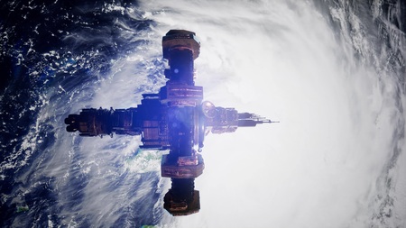 International Space Station Orbiting Earthの写真素材