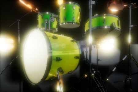 drum set with DOF and lense flairの写真素材