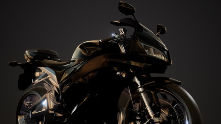 moto sport bike in dark studio with bright lightsの写真素材