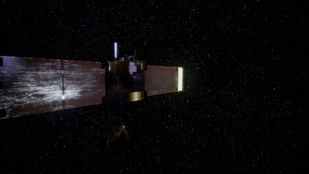 Global Surveyor orbiting Mars planet.の写真素材