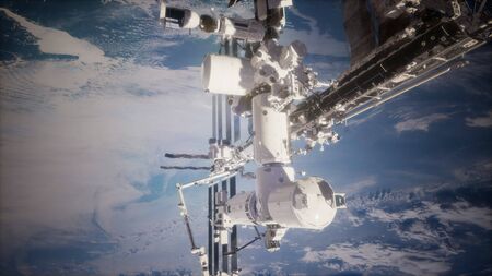 Earth and outer space stationの写真素材