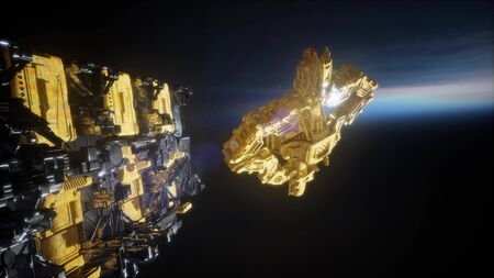 alien spaceship armada nearing Earth, for futuristic, fantasy or interstellar deep space travel...