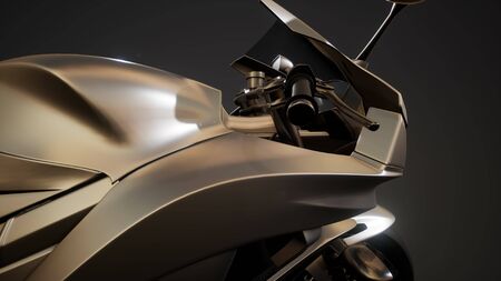 moto sport bike in dark studio with bright lightsの写真素材