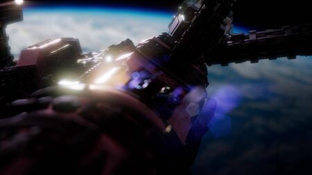 Earth and Spacecraft.の写真素材