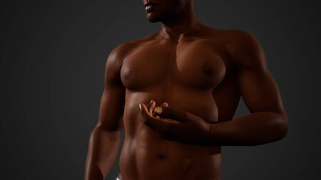 African American Male with bare chestの写真素材