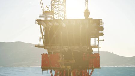 oil drill rig platform on the seaの写真素材