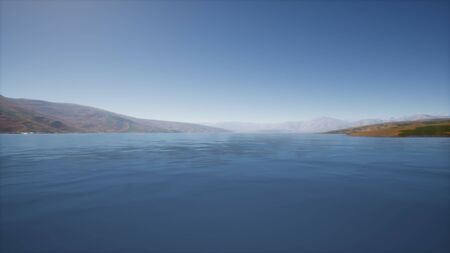 lake in hills on summer dayの写真素材