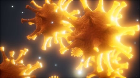 Bacteria virus or germs microorganism cells under microscope with depthの写真素材