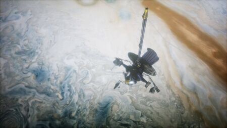 Galileo spacecraft orbiting Jupiter.の写真素材