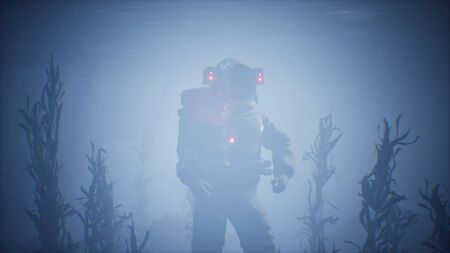 Spaceman astronaut in the sea