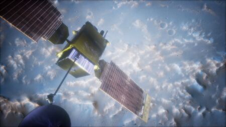 Global Surveyor orbiting Mars planet.