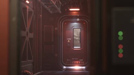Sci-fi tunnel or spaceship corridor. Futuristic interior
