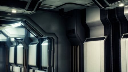 Sci-fi tunnel or spaceship corridor