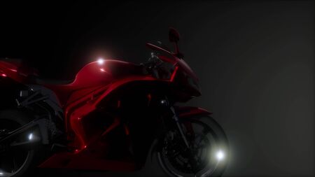 moto sport bike in dark studio with bright lights