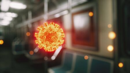coronavirus covid-19 epidemic in subway carの写真素材