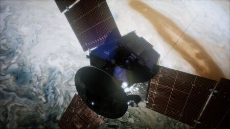 Juno sattelite orbiting Jupiter.