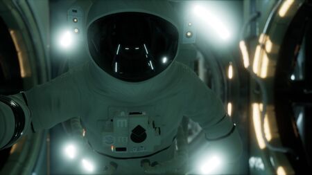 8 astronaut inside the orbital space station