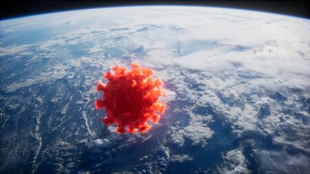 Coronavirus COVID-19 on the Earth orbit.の写真素材