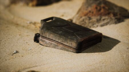 old rusty fuel canister in the desert