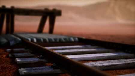 Abandoned railway tracks in the desert