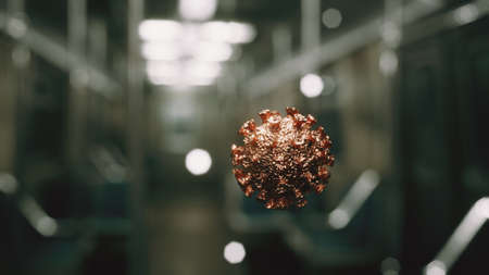 coronavirus covid-19 epidemic in subway carの写真素材