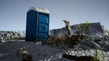 Portable mobile toilet in the beach. chemical WC cabinの写真素材