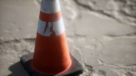 orange and white striped traffic cone