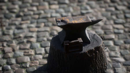 Old anvil attached to a stump