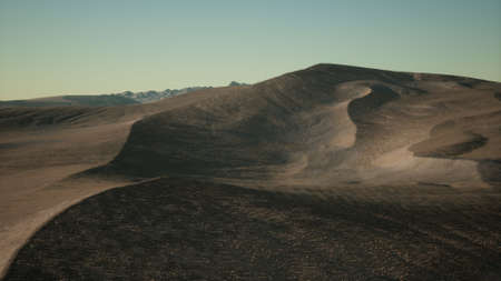 Aerial view on big sand dunes in Sahara desert at sunriseの写真素材