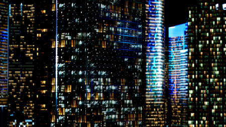 Skyscrapper in the business quarter in the nightの写真素材