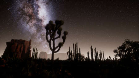 Hyperlapse in Death Valley National Park Desert Moonlit Under Galaxy Starsの写真素材